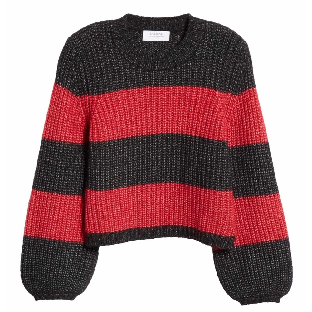 La Ligne Alpaca Wool Balloon Sleeve Striped Sweater M